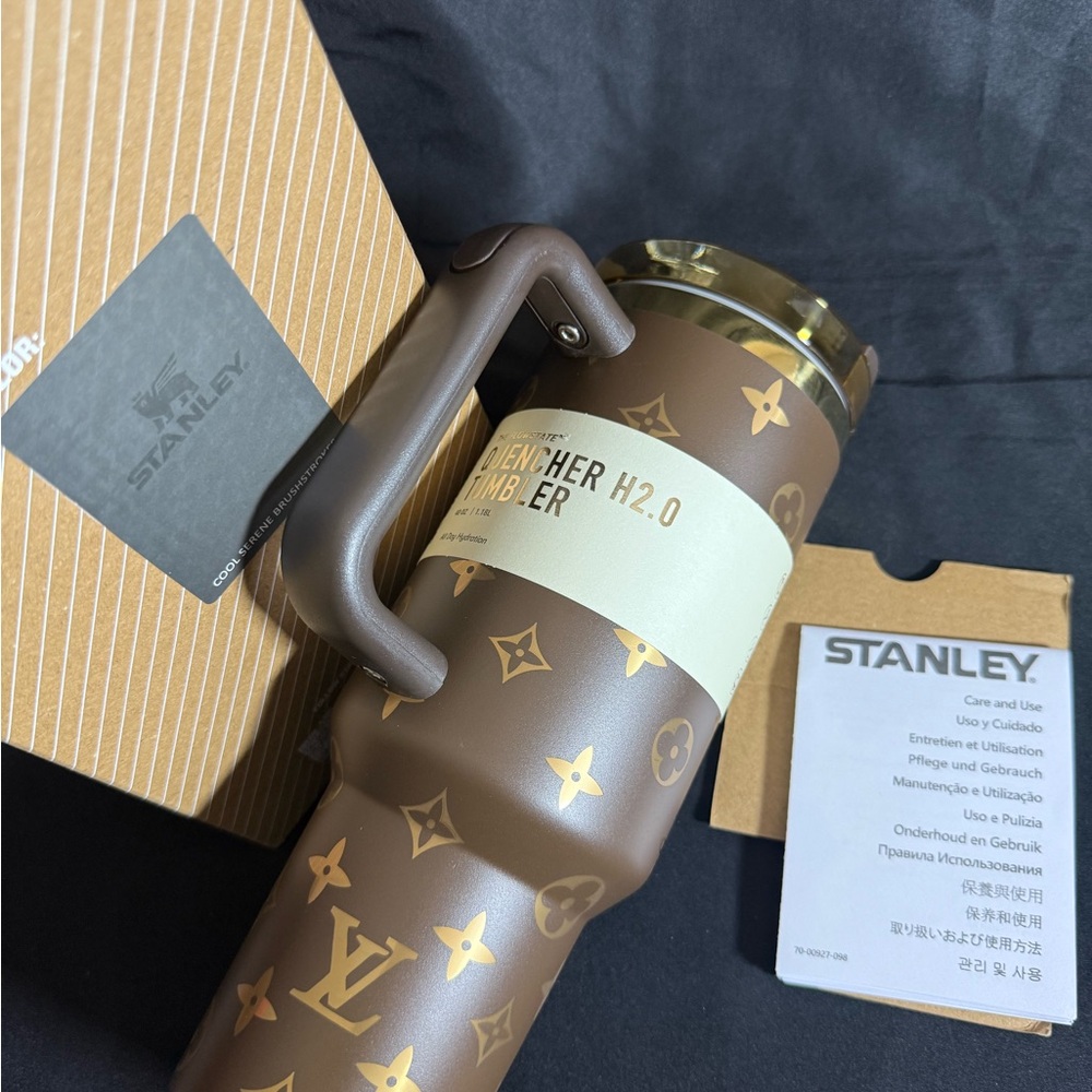 Stanley Designer Brown Tumbler with Gold Patterns